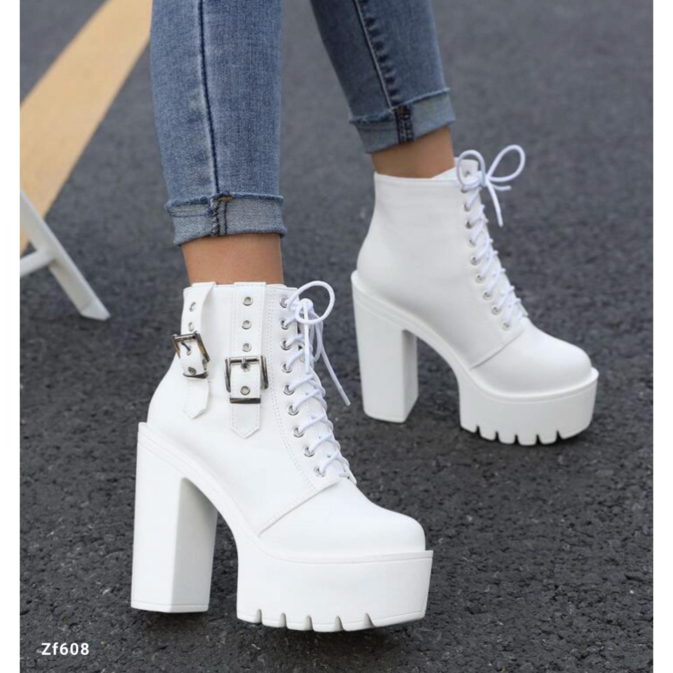 Botin blanco tacon 14cm 659-10 C-2